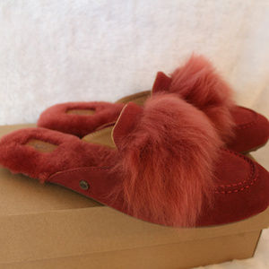 UGG SHAINE SLIP ON SHEARLING FLUFF SLIPPERS MULES